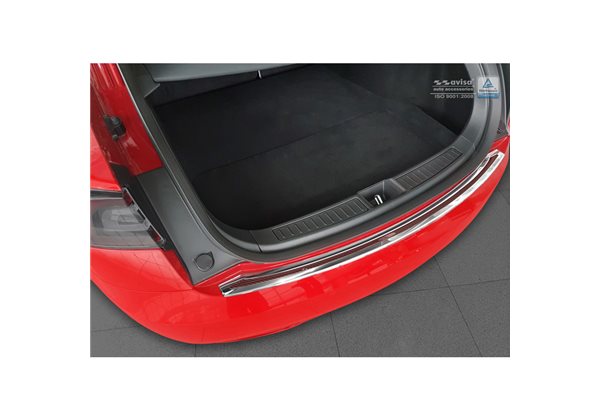 Protector Paragolpes Acero Inoxidable Tesla Model S 2012- Cromado/look Carbono Rojo-negro