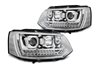 Juego faros delanteros Vw T5 2010-2015 Led Tube Light Cromados T6 Look Dinamico