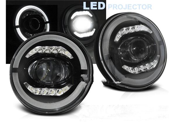 Juego De Faros Delanteros Chrysler Jeep Wrangler Tj/ Lj/ Jk 96-18 Angel Eye Led Black