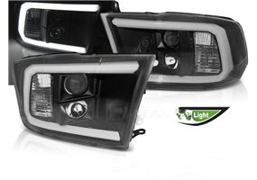 Juego De Faros Delanteros Dodge Ram 09-18 Tube Light Black