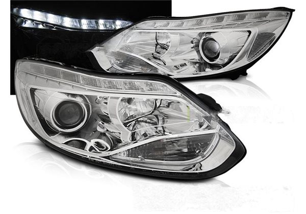 Juego De Faros Delanteros Ford Focus Mk3 11- 10.14 Led Chrome