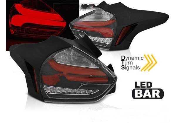 Juego De Pilotos Led Ford Focus 3 15-18 Hatchback Black Red Seq Led 