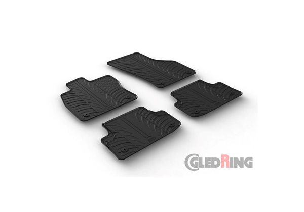 Alfombrilla goma Gledring Audi A3 (8V) HB/Sportback/Sedan 2012-2020 (T profiel 4 delig + montageclips) 