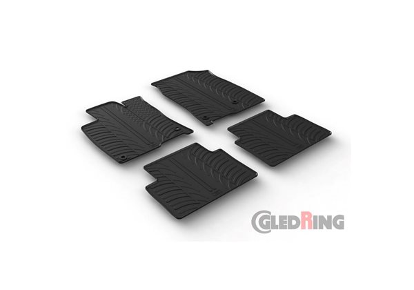 Alfombrilla goma Gledring Honda Civic Sedan/Hatchback 2017-2021 (4 piezas+clips montaje) 