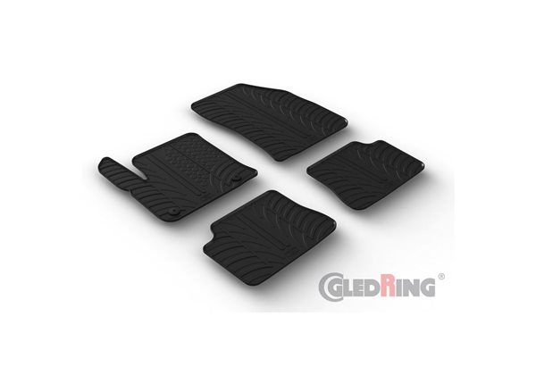 Alfombrilla goma Gledring Peugeot e-208 II & Opel e-Corsa F 2019- (4 piezas+clips montaje) 