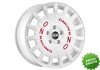 Llanta exclusiva Oz Rally Racing 7x17 Et35 4x98 White Red Lettering