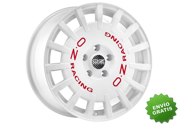 Llanta exclusiva Oz Rally Racing 7x17 Et35 5x100 White Red Lettering