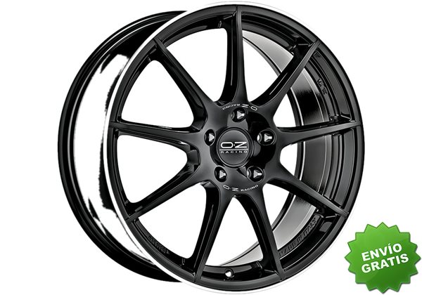 Llanta exclusiva Oz Veloce Gt 7.5x17 5x112 Et35 Negro Brillante+diamond Lip+silver Lettering