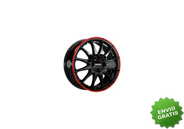 Llanta exclusiva Ronal R54 Mcr 7.0x16 Et38 4x100 Jetblack-aro Rojo