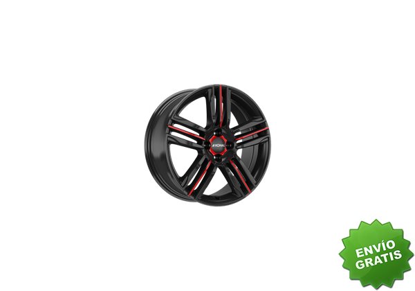 Llanta exclusiva Ronal R57 Mcr 7.0x17 Et35 4x100 Jetblack Radio Rojo