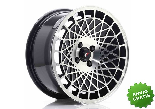 Llanta exclusiva Jr Wheels Jr14 16x8 Et15 4x100 Gloss Black Machined% 20face