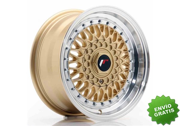 Llanta exclusiva Jr Wheels Jr9 15x7 Et20 Blank Gold W Machined Lip