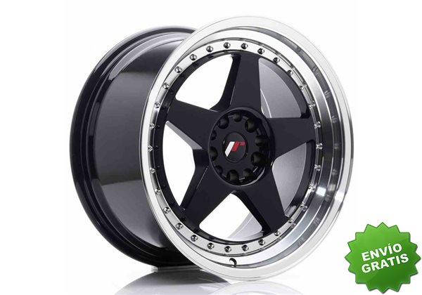 Llanta exclusiva Jr Wheels Jr6 18x9.5 Et22 5x114.3 120 Glossy Black W  Machined Lip