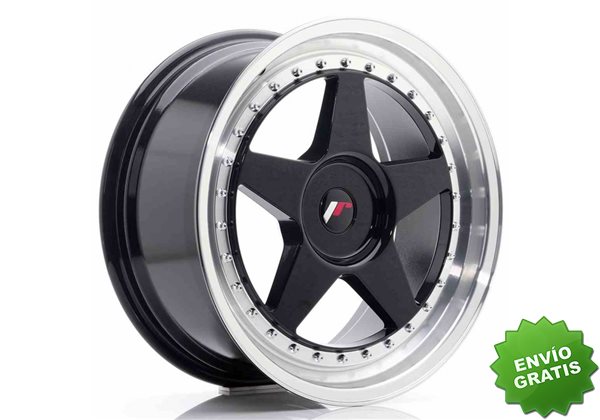 Llanta exclusiva Jr Wheels Jr6 18x8.5 Et35-40 Blank Glossy Black W Ma Chined Lip