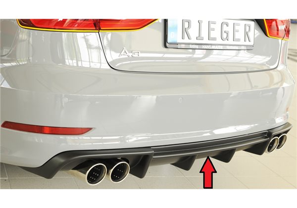 Añadido trasero Rieger Audi A3 (8V) 07.12-08.16 (antes facelift) 5-puertas (sedan 8VS), 3-puertas (cabrio 8V7)
