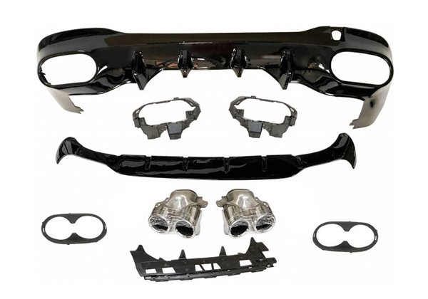 Difusor Trasero Mercedes W118 CLA Look A45 Negro Brillo