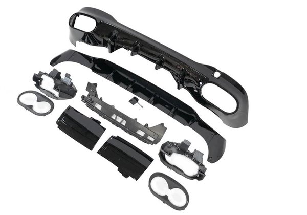 Difusor Trasero Mercedes W118 CLA Look A45 Negro Brillo