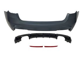 Paragolpes Trasero BMW F31 Look M Performance 2 Salidas doble Brillante Negro