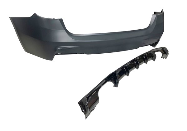 Paragolpes Trasero BMW F31 Look M Performance 2 Salidas doble Brillante Negro